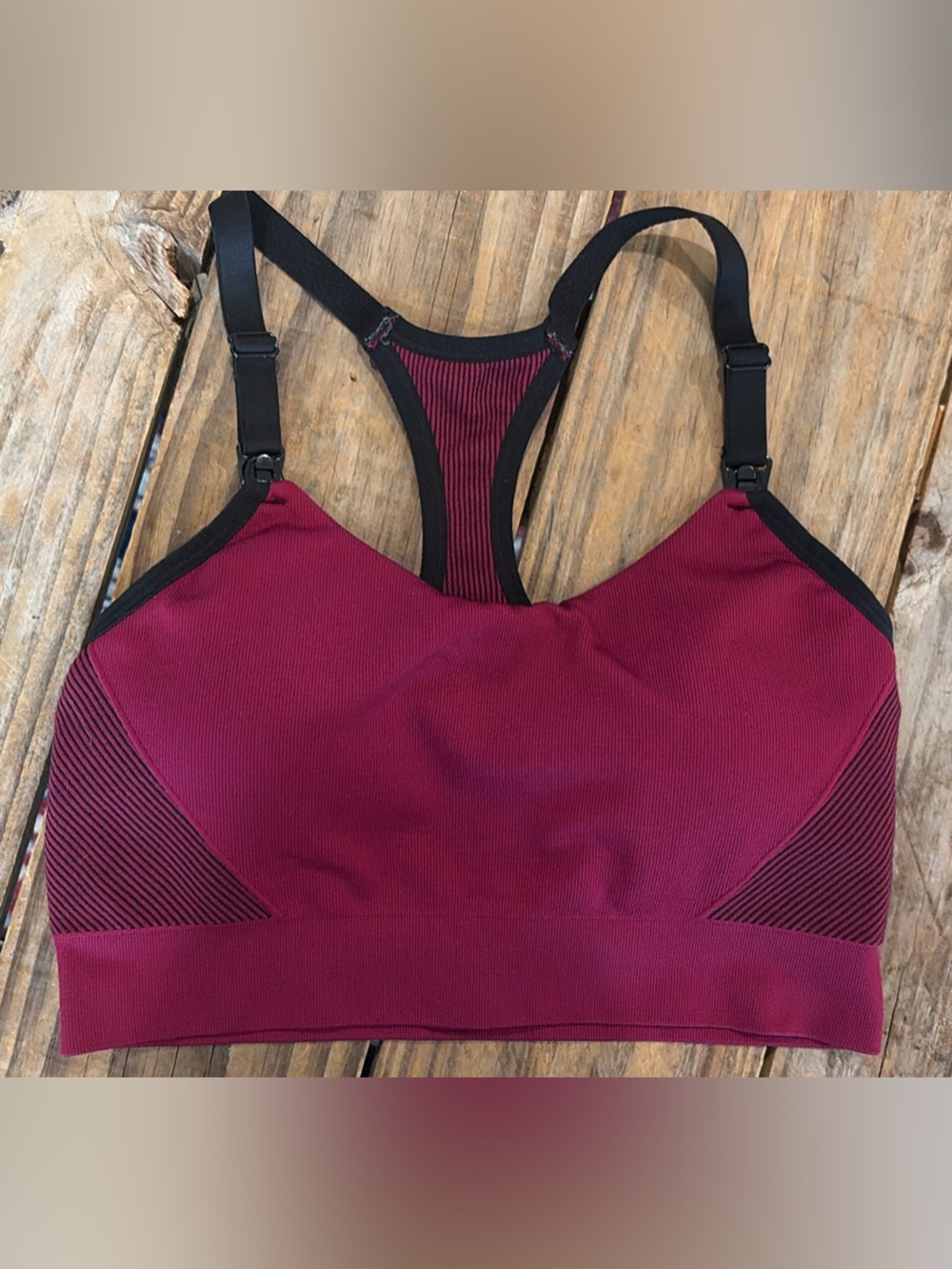 Auden Burgundy & Black Racerback maternity Nursing Bra
